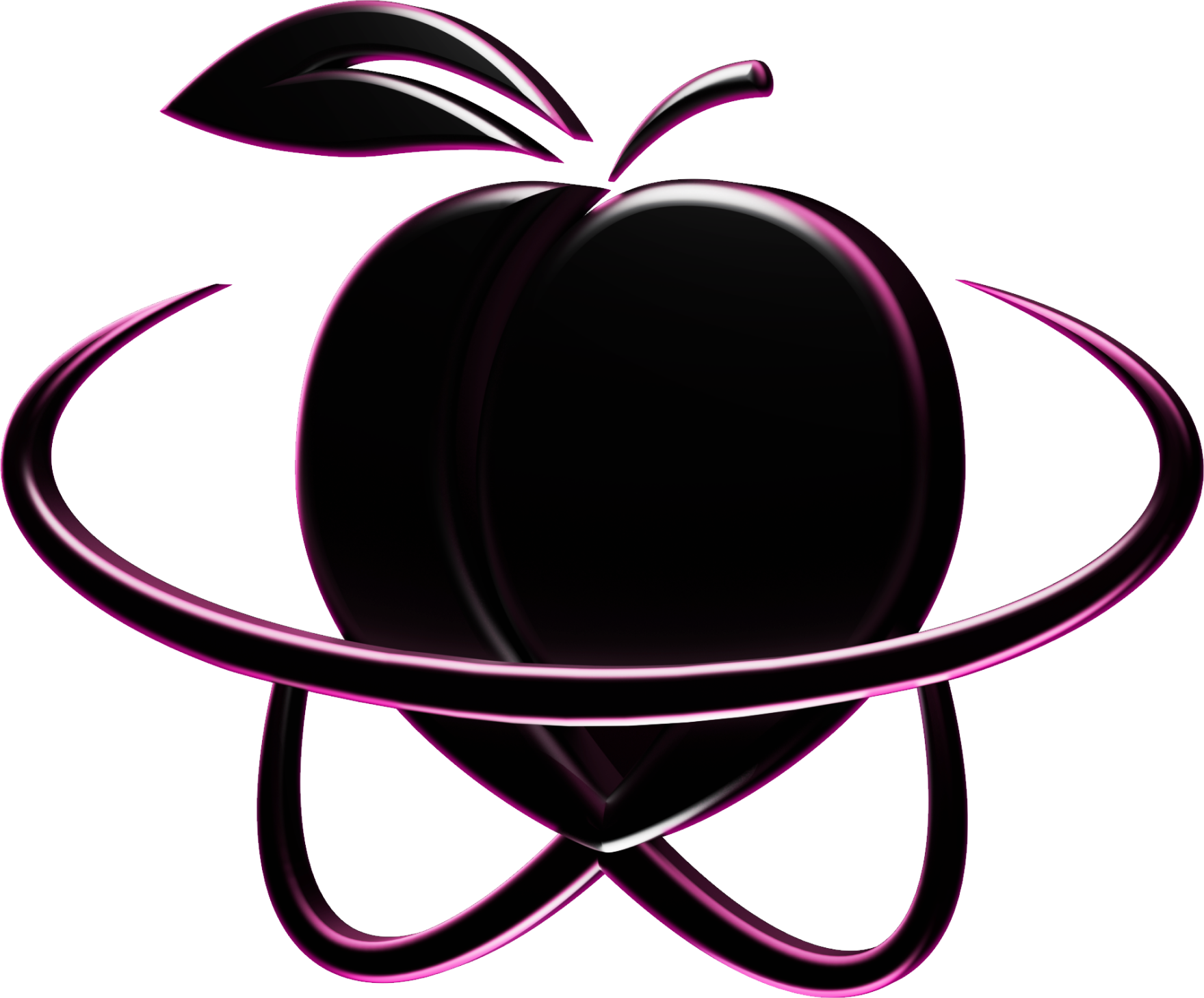 Black 3D Render peach atom logo