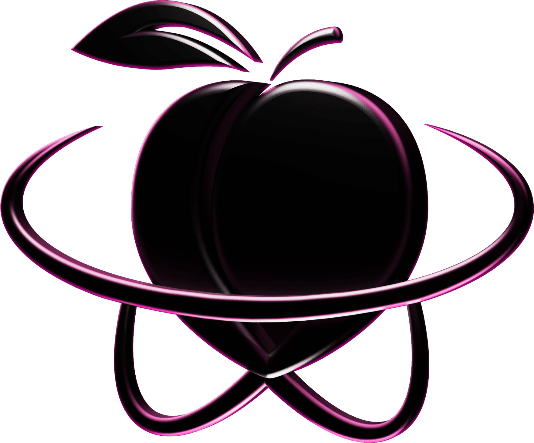 Black 3D Render peach atom logo